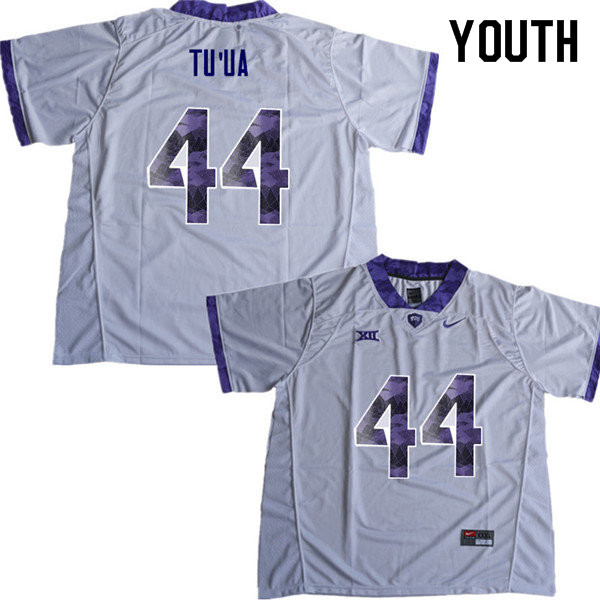 Youth #44 Ezra Tu ua TCU Horned Frogs College Football Jerseys Sale-White - Click Image to Close
